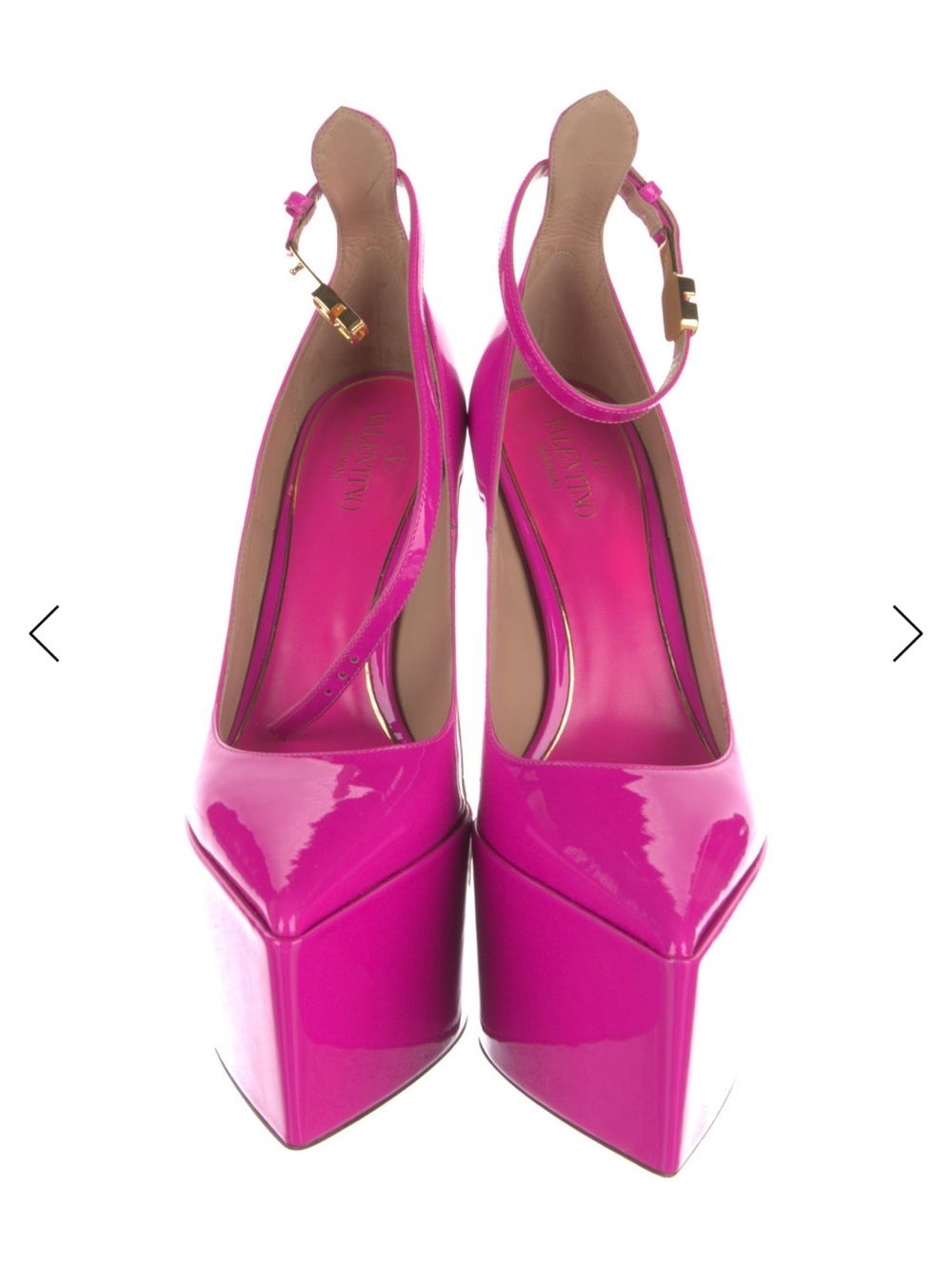 Valentino Garavani Patent Platform Ankle-Strap Pumps in Hot Pink - Picture 4 of 6